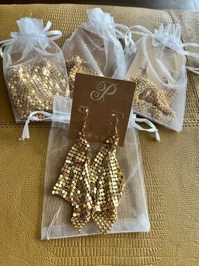 Set of 4 Plunder Gold Sequin Cascade Drop Earrings